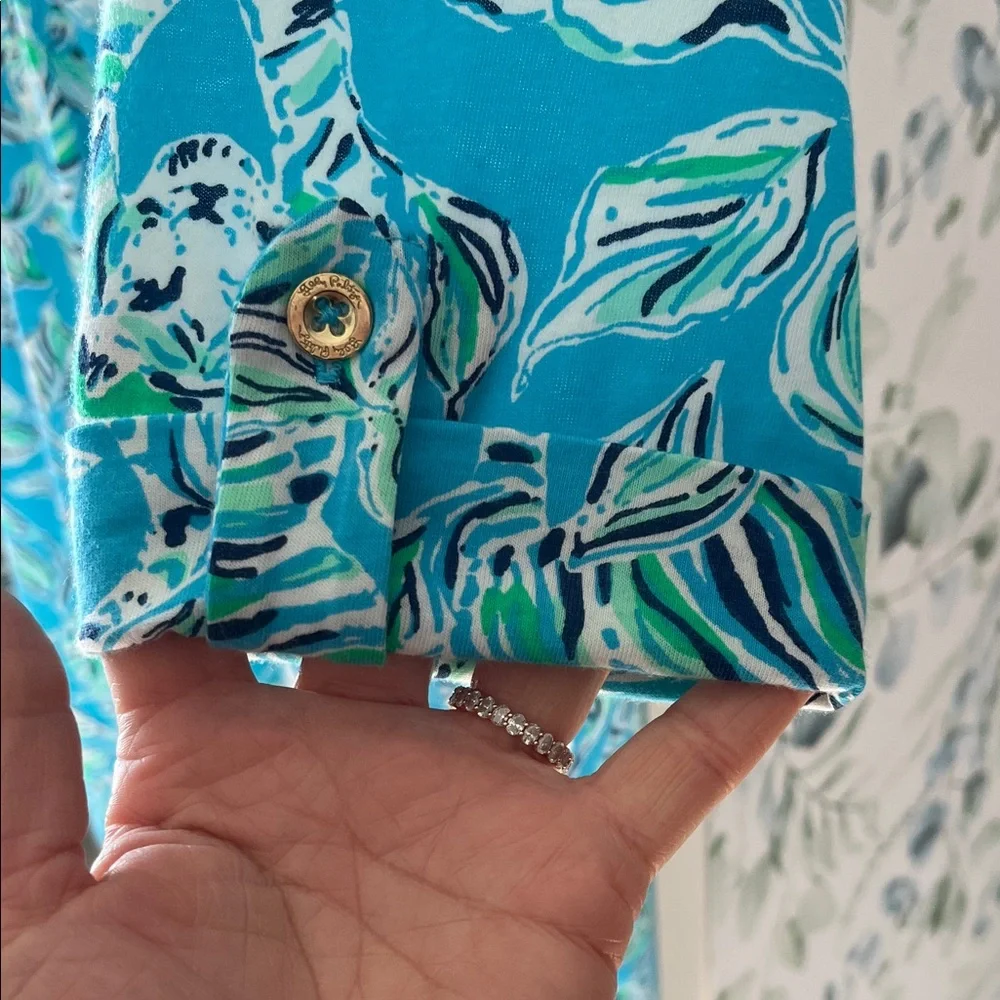 Lilly Pulitzer Turquoise and White Long Sleeve Dress - Picture 4 of 4